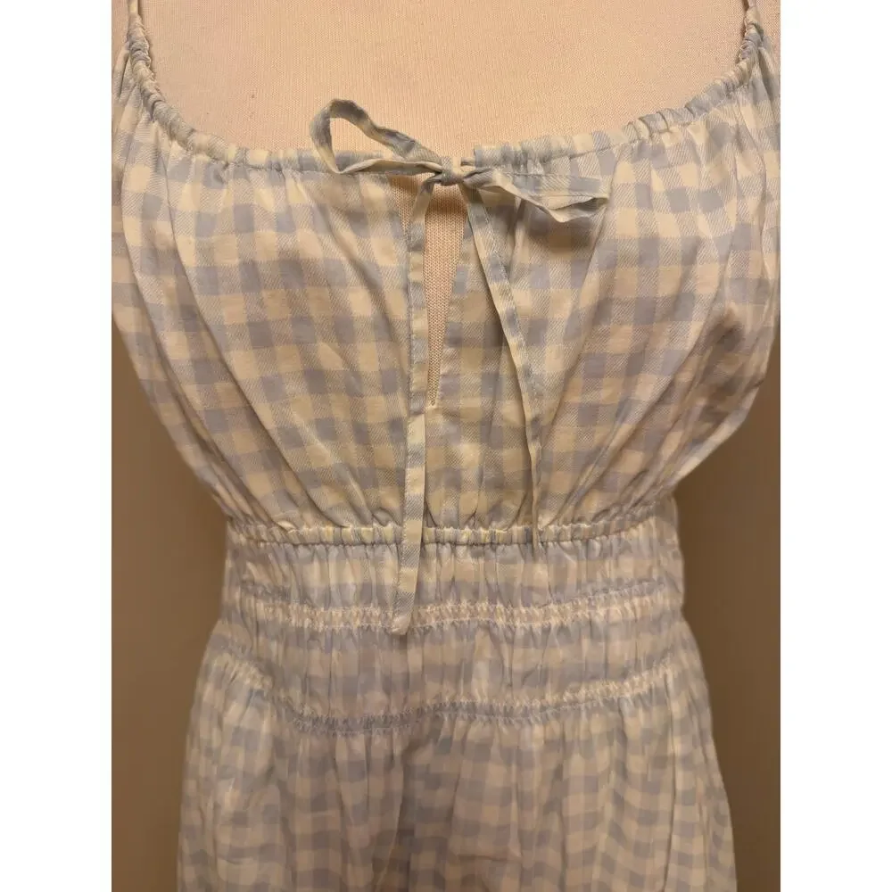 NWT Tory Burch Spaghetti Strap Beach Dress Swim Blue Gingham Sz XL